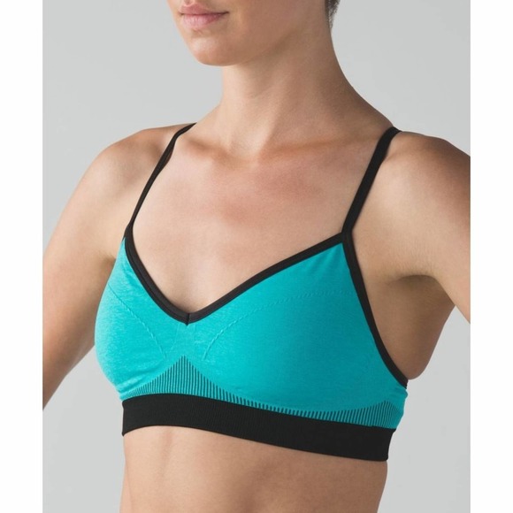 Lululemon Hold Your Om Colorblock Seamless Bra II in Heathered Peacock Blue - Picture 2 of 12